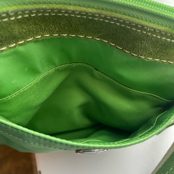 Coach Crossbody Bag Nylon Sateen Suede Tassel Zipper Pull Green Coach No tag GUC - Picture 15 of 16